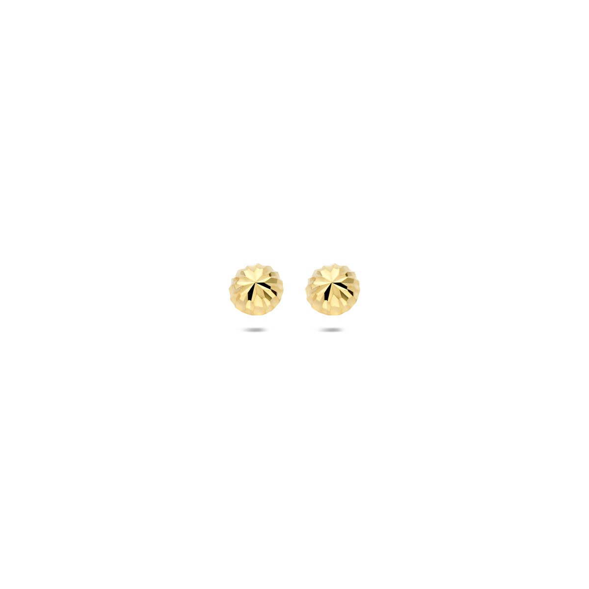 14k gelbgoldene Ohrstecker mit diamantierter Oberfläche und runder Form