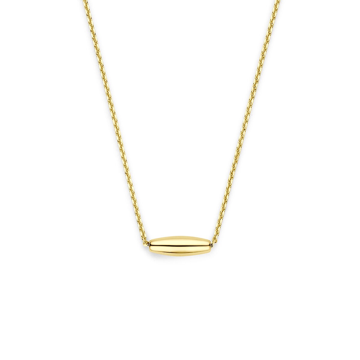 Halskette aus 14k Gelbgold mit einem schmalen Balkenanhänger