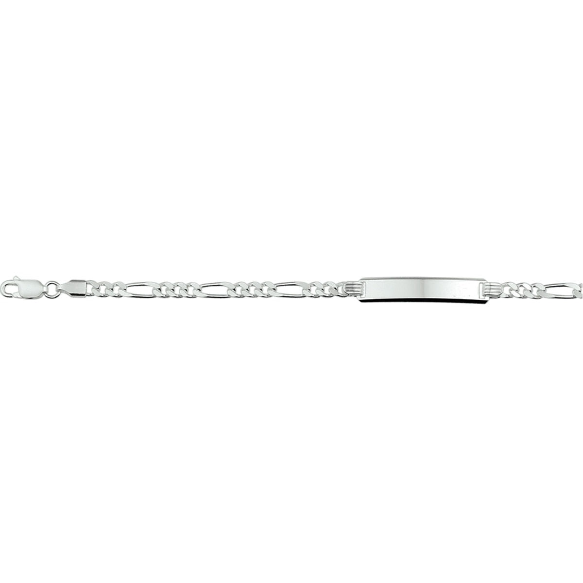 Silbernes Gravurarmband mit Figaro-Gliedern, unisex, flache Plakette in der Mitte