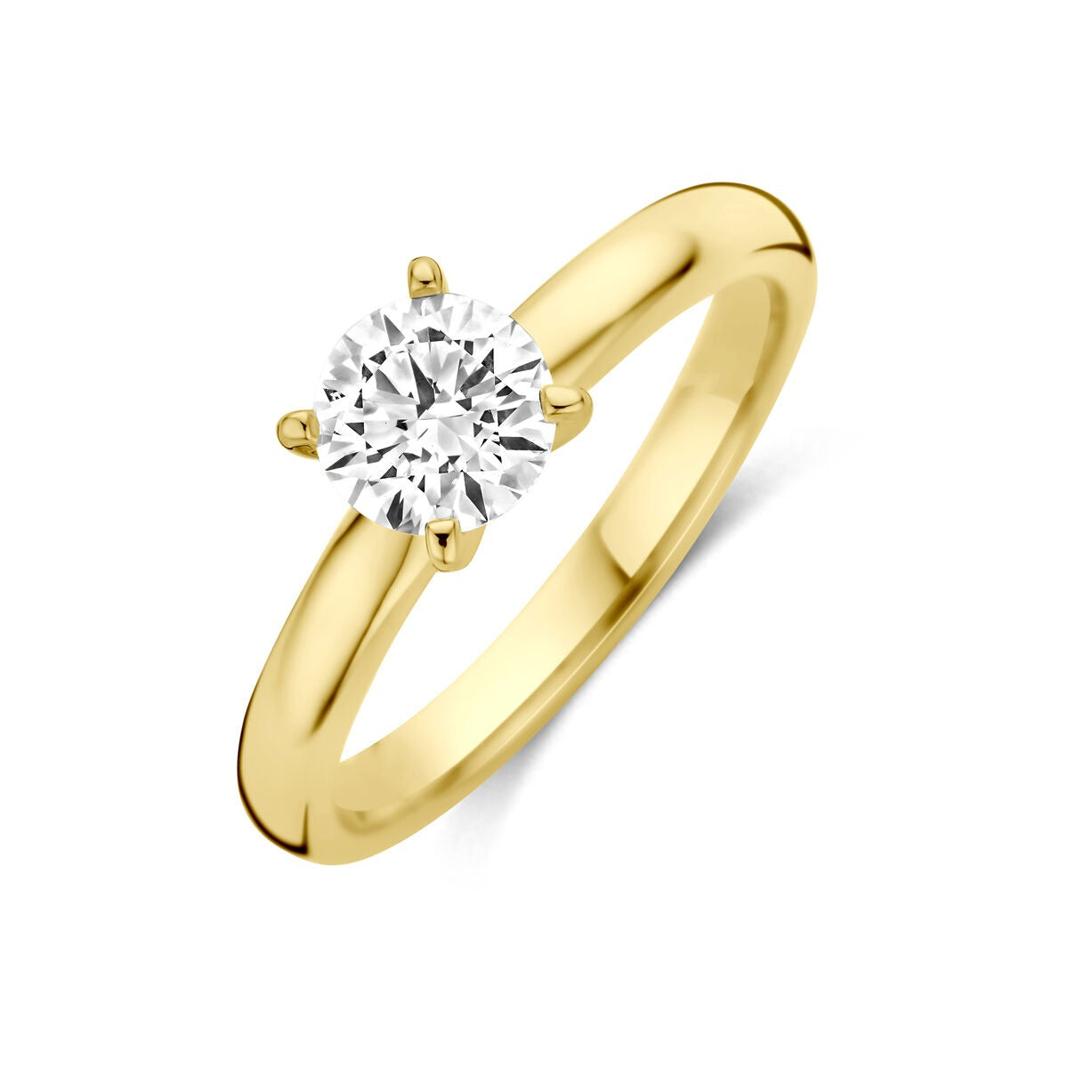 Ring aus 14k Gelbgold mit rundem, lab-grown Diamanten von 0,75 ct