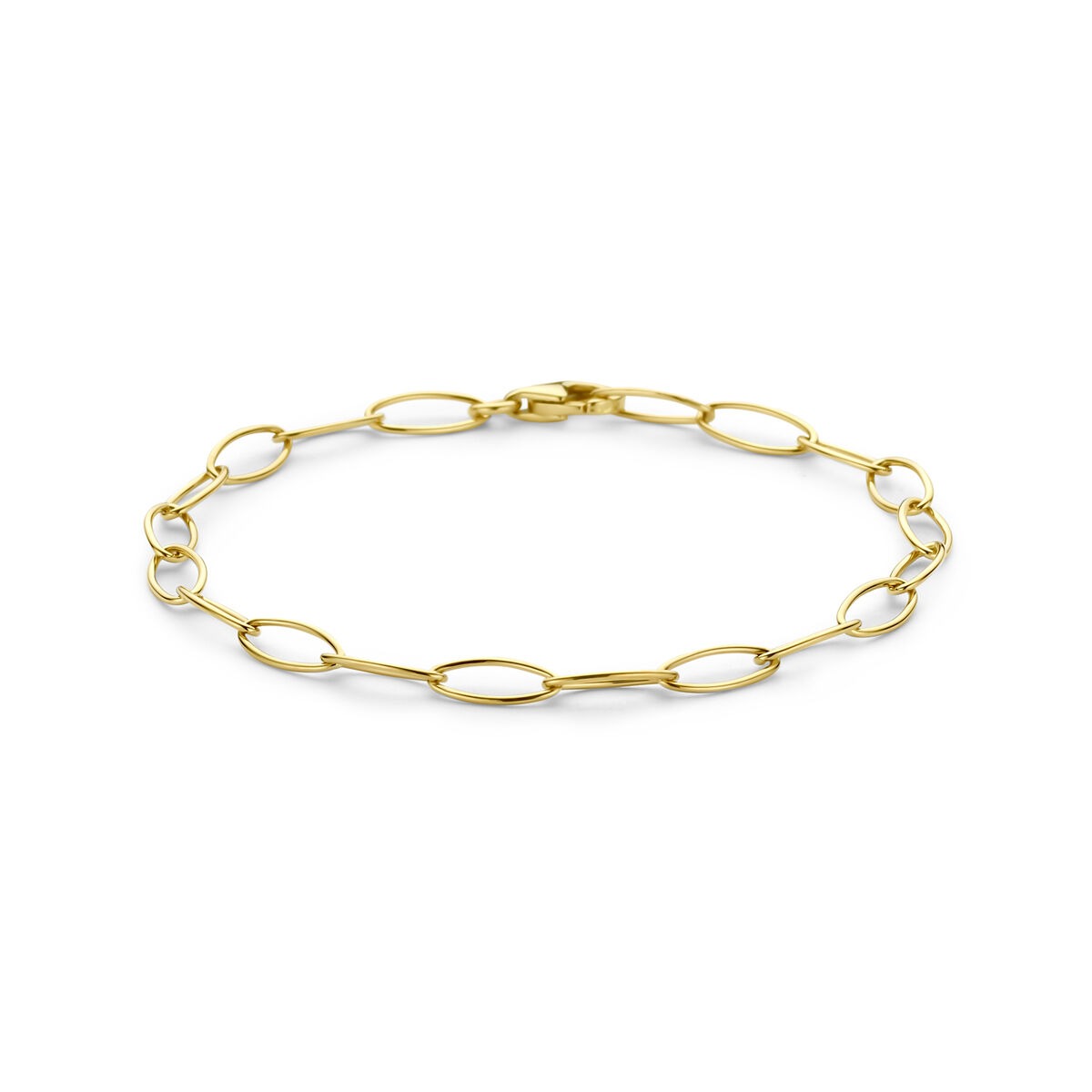 14k gelbgoldene Anker-Armband mit ovalen Gliedern und einem Karabinerverschluss