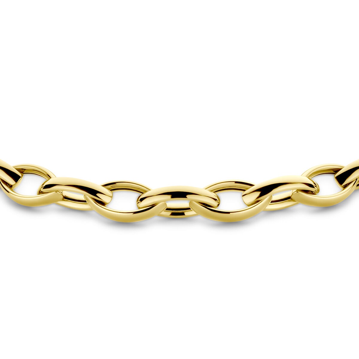 Schakelcollier aus 9 Karat Gelbgold mit glänzenden, ovalen Gliedern