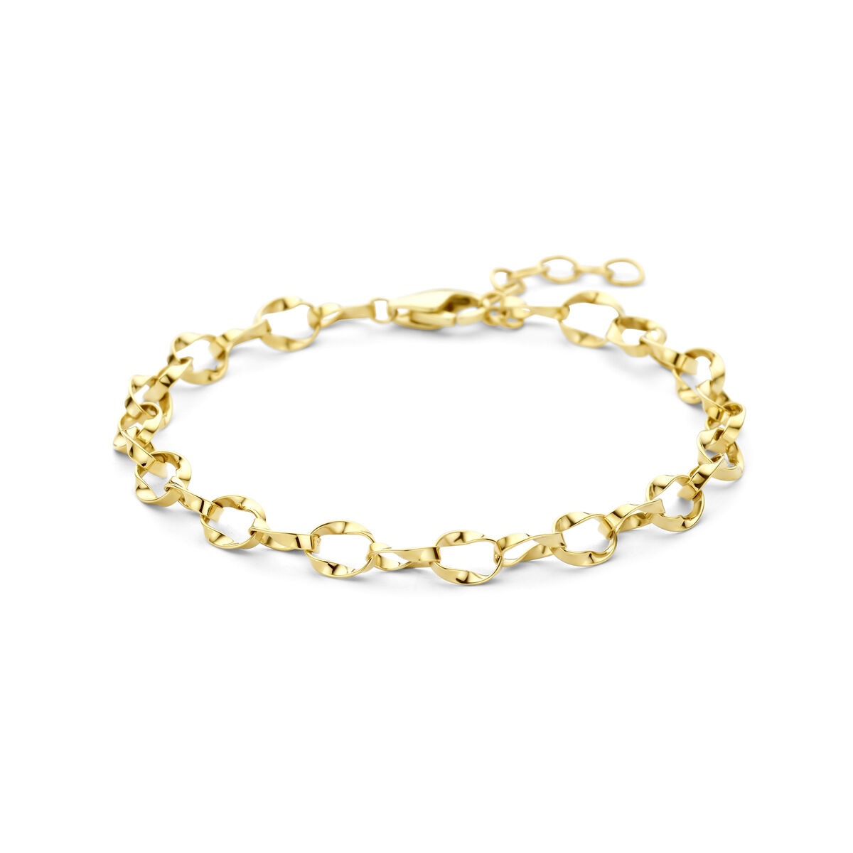 14k Gelbgoldene Anker-Schlüsselarmband für Damen mit ovalen Gliedern und Karabinerverschluss