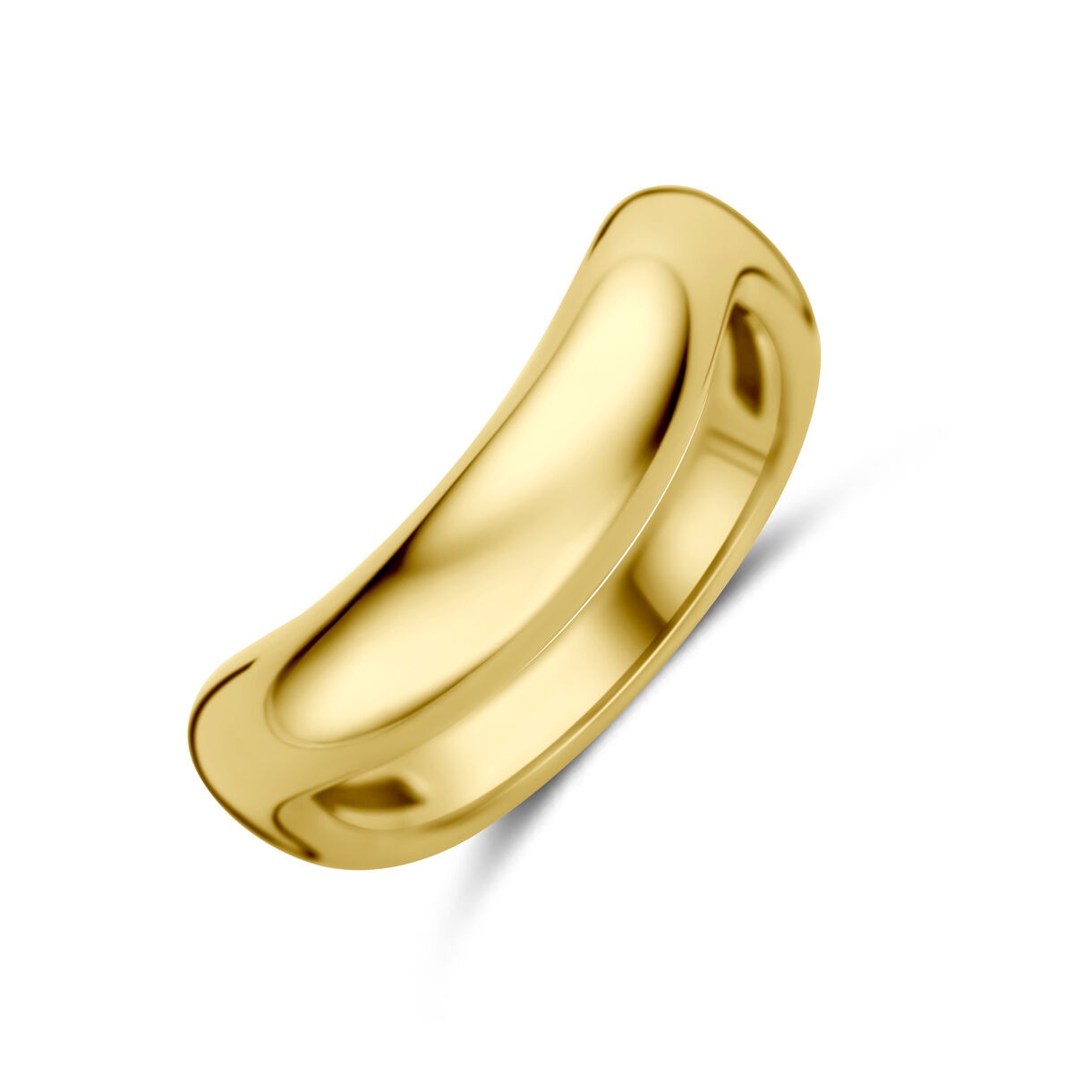 Ring aus 14 Karat Gelbgold mit glatter, polierter Oberfläche und geschwungener Form