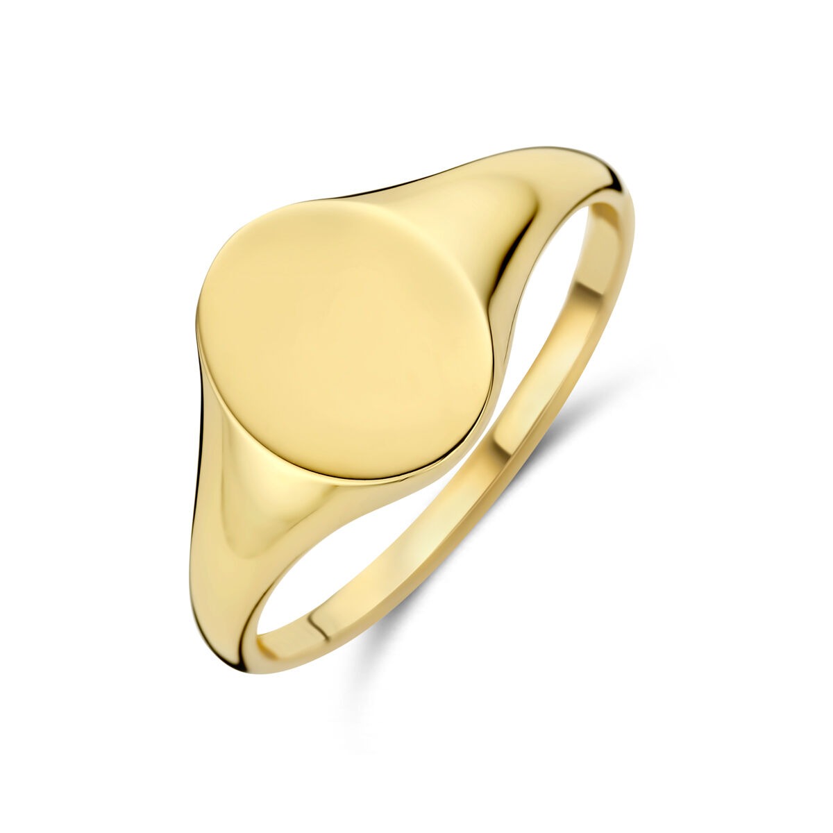 Ovale Damen-Gravurringe aus 9 Karat Gelbgold ohne Stein mit glatter Oberfläche