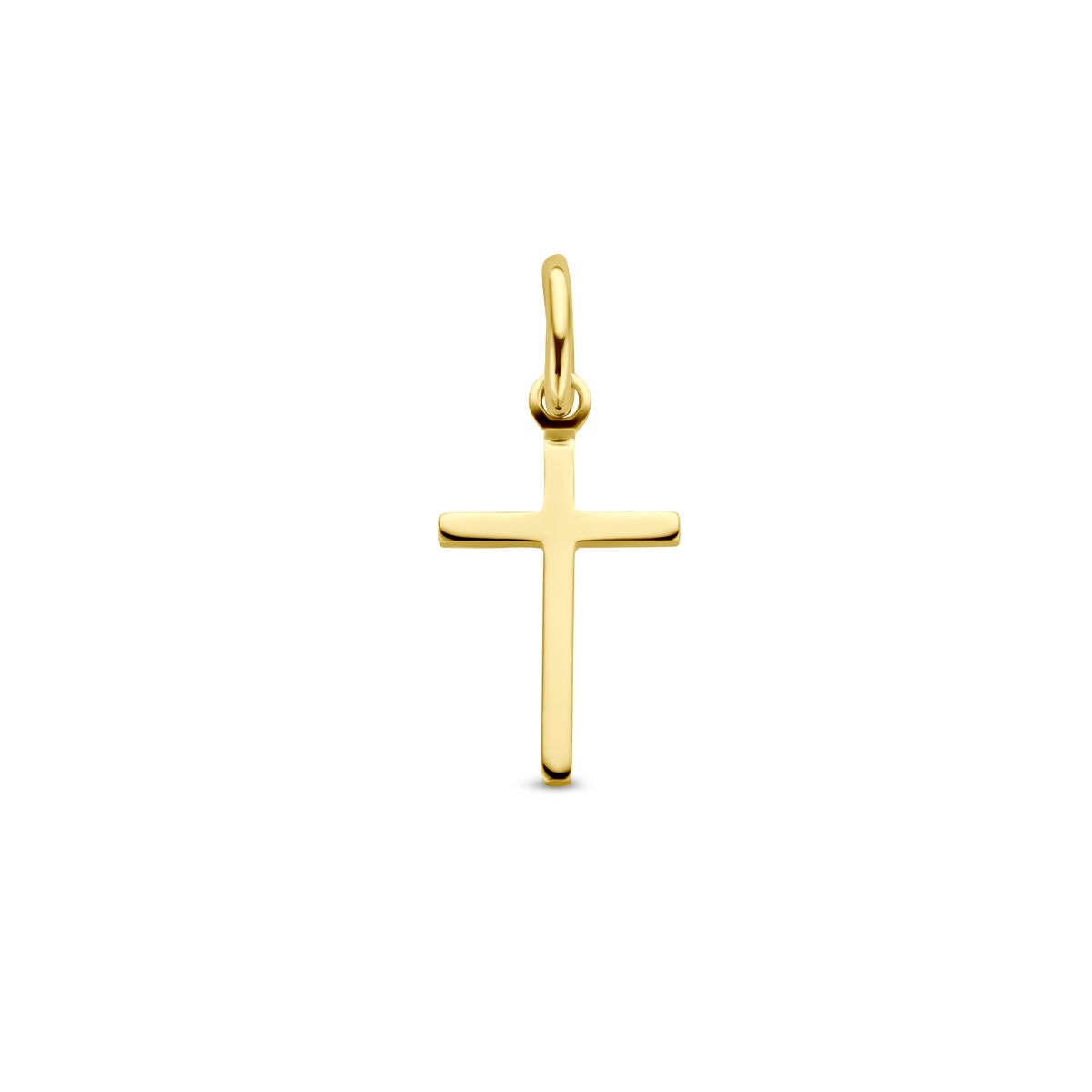 Kreuzanhänger aus 9 Karat Gelbgold mit schlichter, glänzender Oberfläche