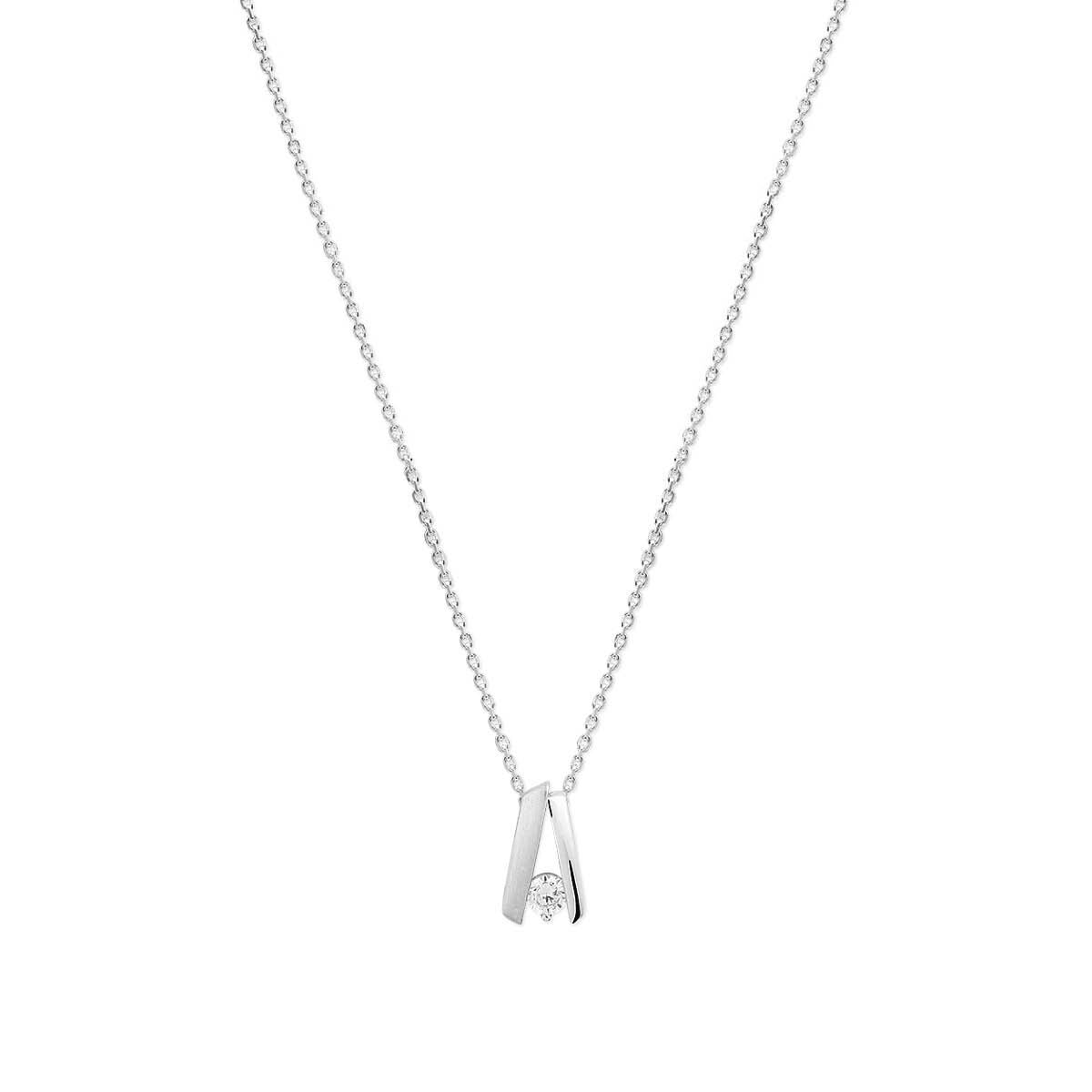 Halskette aus Silber mit solitärem Zirkonia-Anhänger in minimalistischer Form
