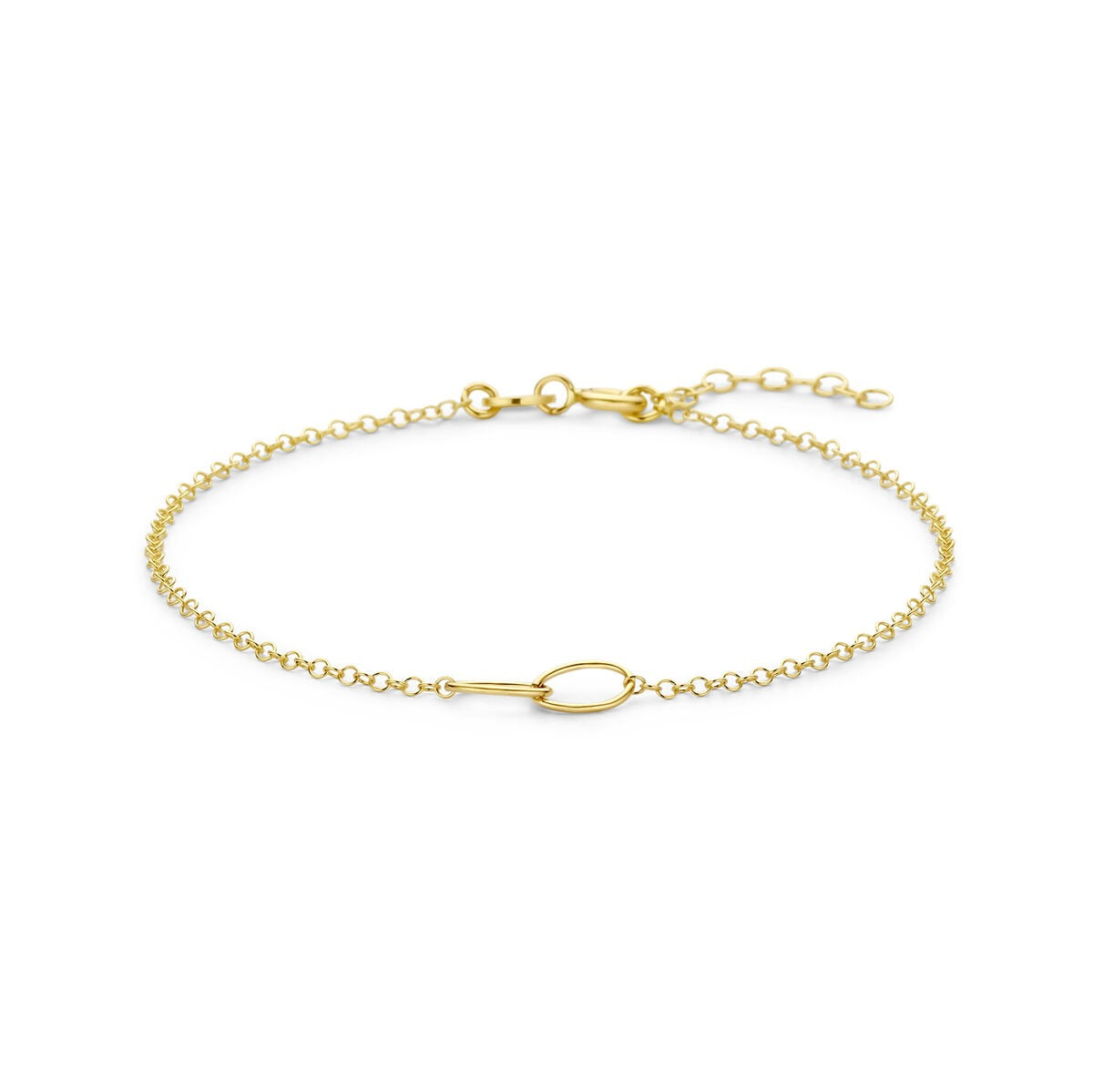 14k gelbgoldene Armband mit ovalen Gliedern und feiner Kette
