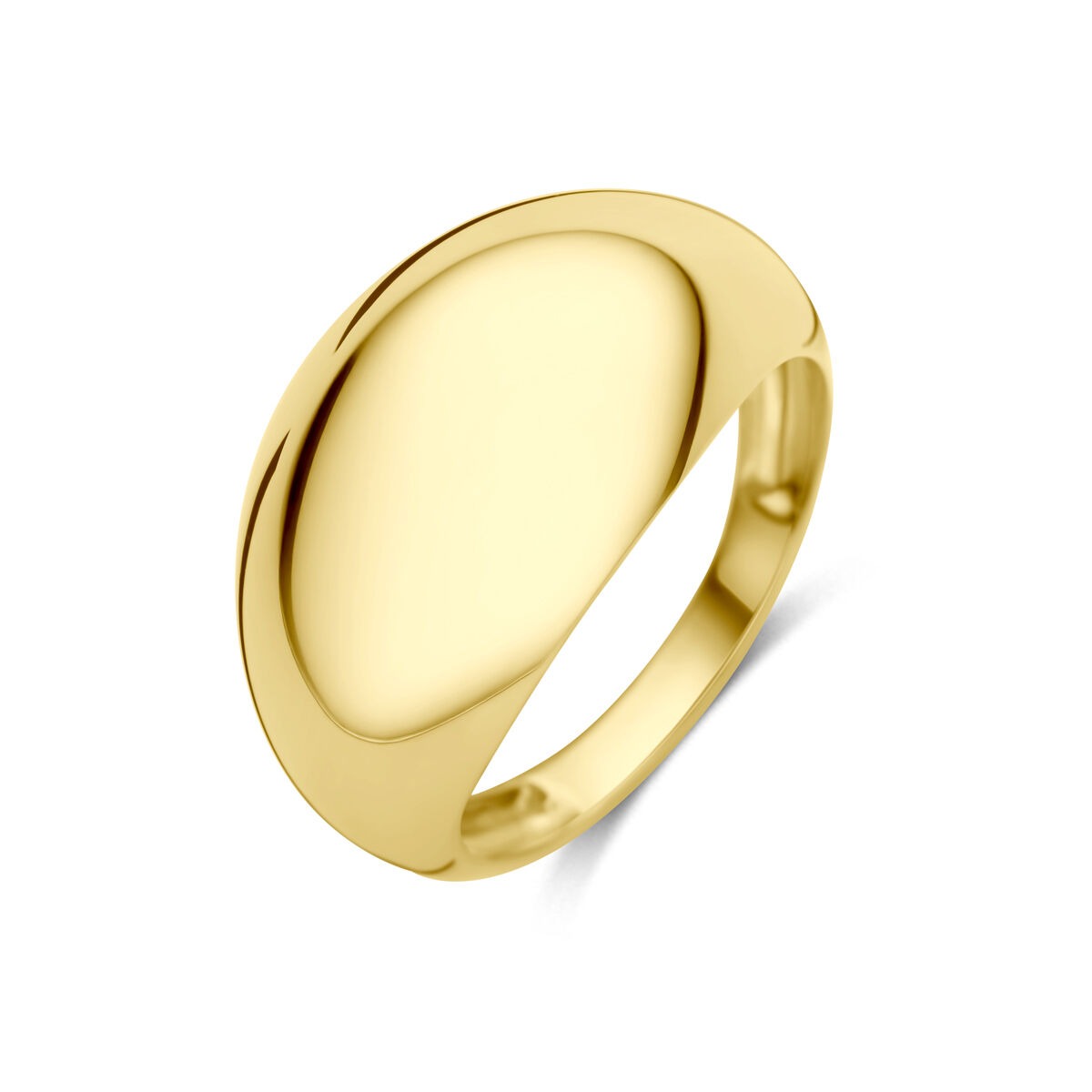 Damenring aus 14k Gelbgold mit glatter, ovaler Oberfläche