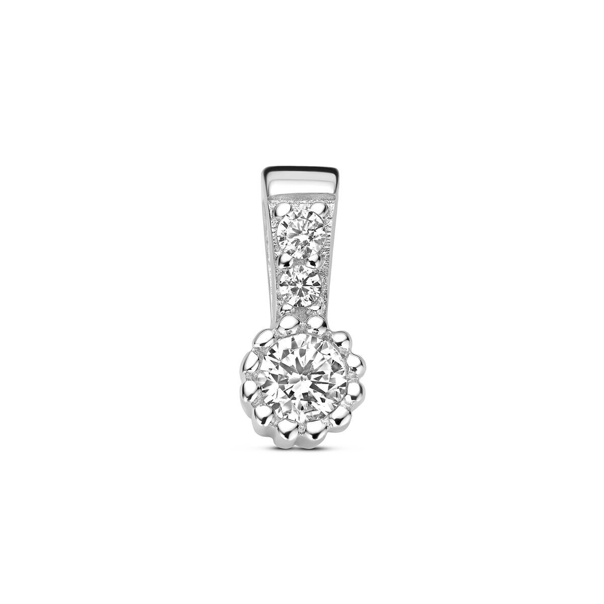 Hänger aus rhodiniertem 925 Silber mit Zirkonia, rundes Design und glitzernde Details