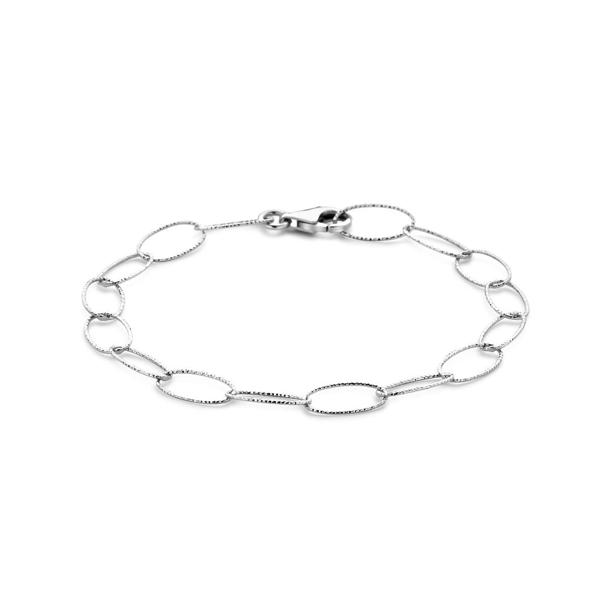 Silbernes Damenarmband mit rhodinierten Ankerketten, 6,4 mm breit und 19 cm lang
