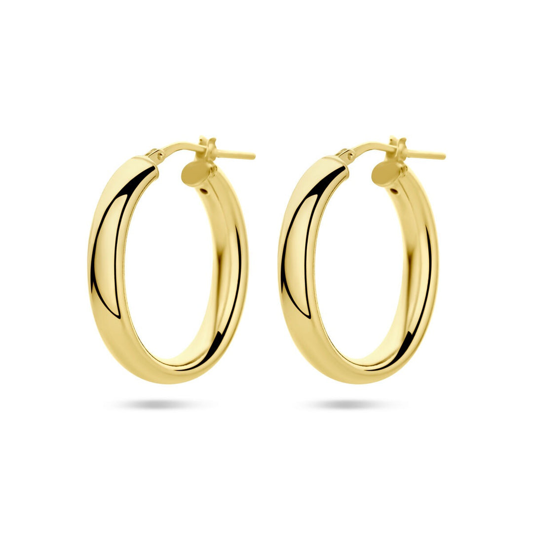Vergulde zilveren oorringen dames – geelgoud op 925 zilver, half-rond 27,5 mm
