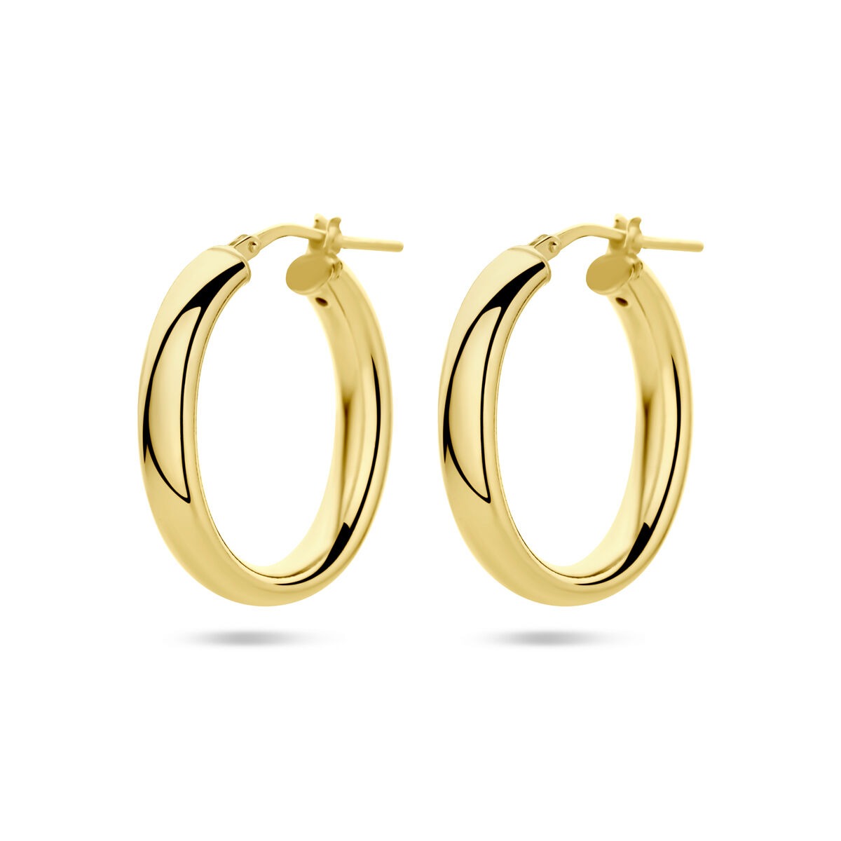 Vergoldete Silberohrringe für Damen, halb-rund, 27,5 mm, aus 925 Silber mit gelbgoldener Oberfläche