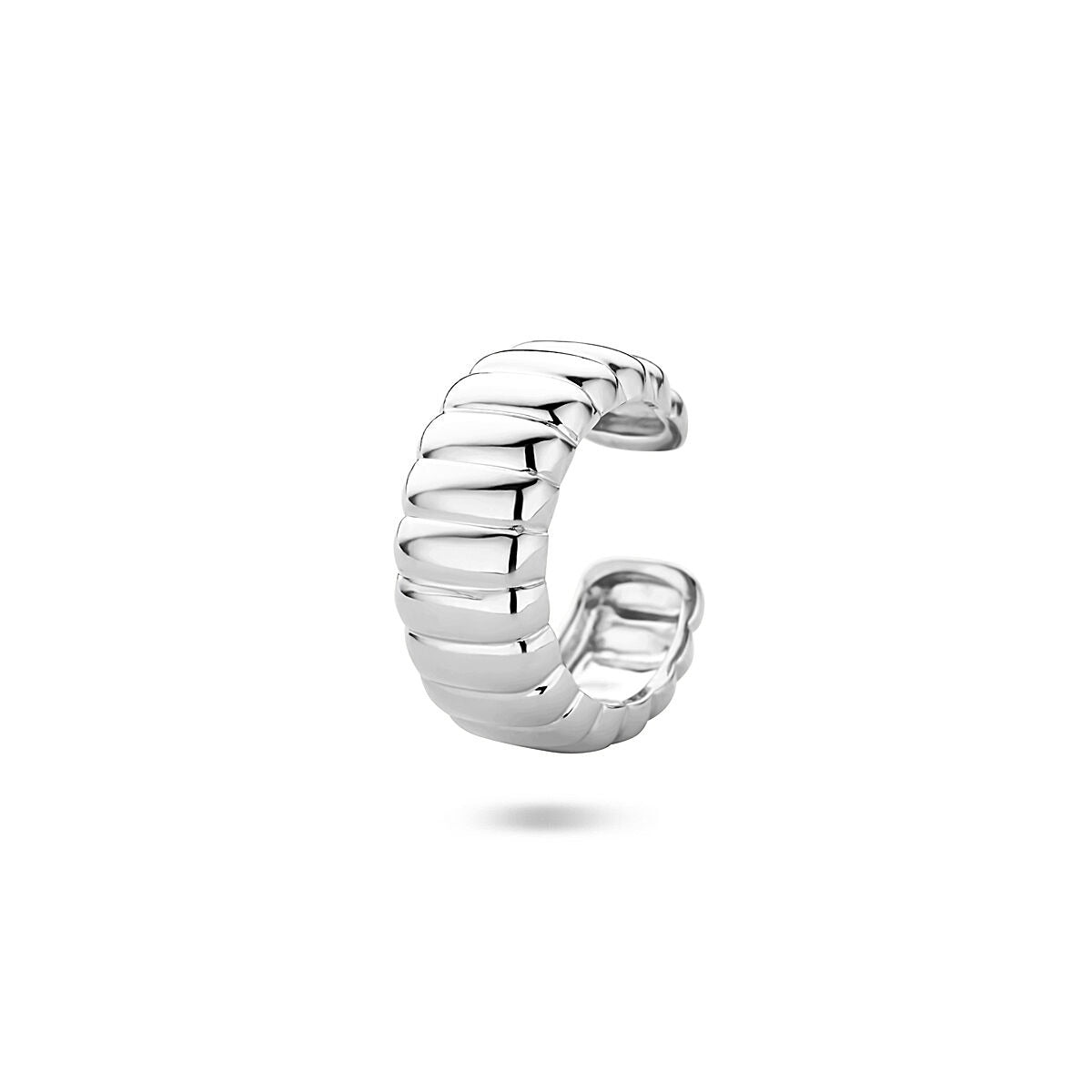 Gerhodinierter silberner Earcuff mit gewellter Oberfläche