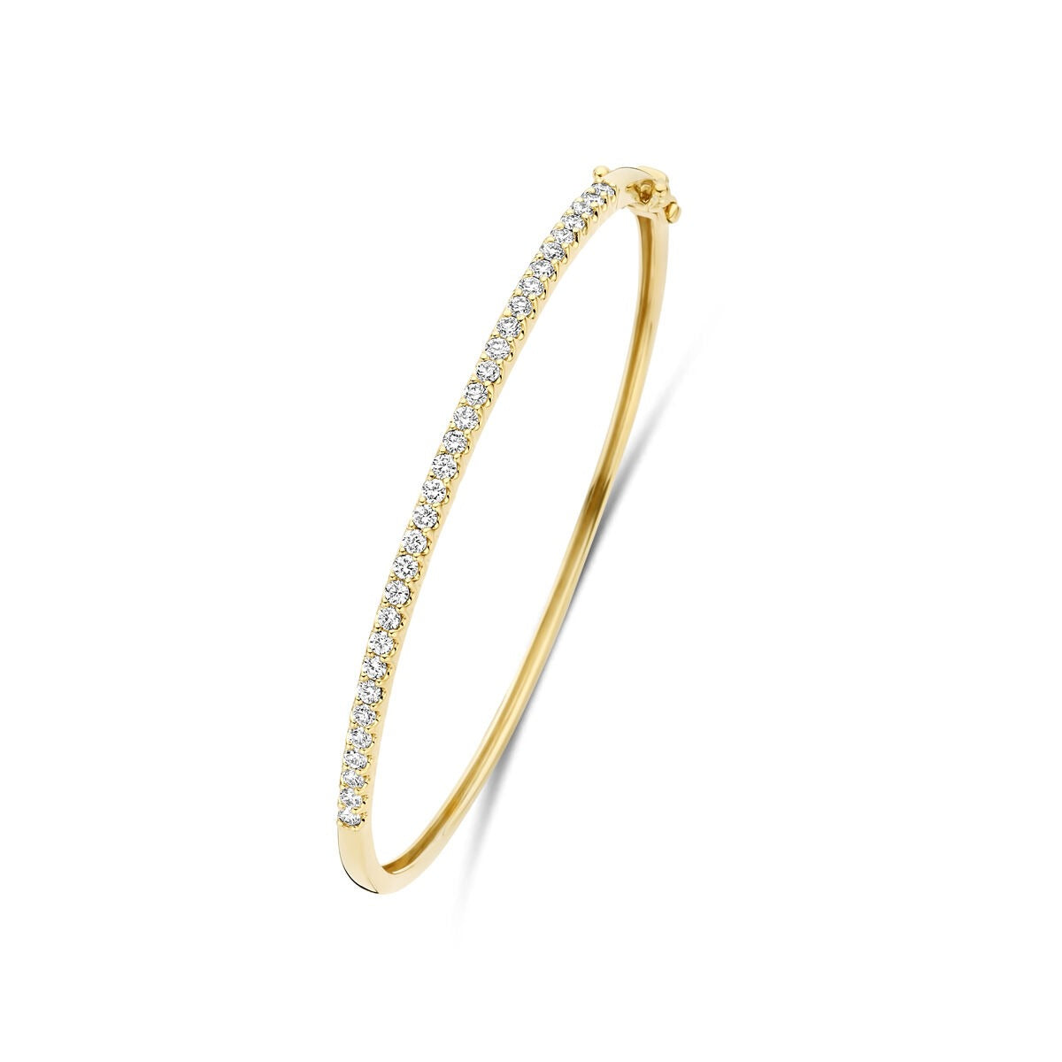 Bangle aus 14k Gelbgold mit 1,00 ct Lab-grown Diamanten, schmal und glänzend