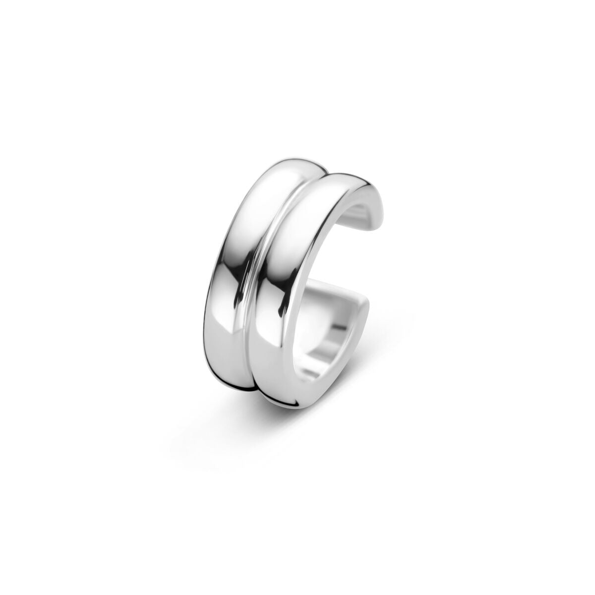 Zwei glänzende, gerhodineerde Silber-Ear Cuffs aus 925er Silber in modernem Design