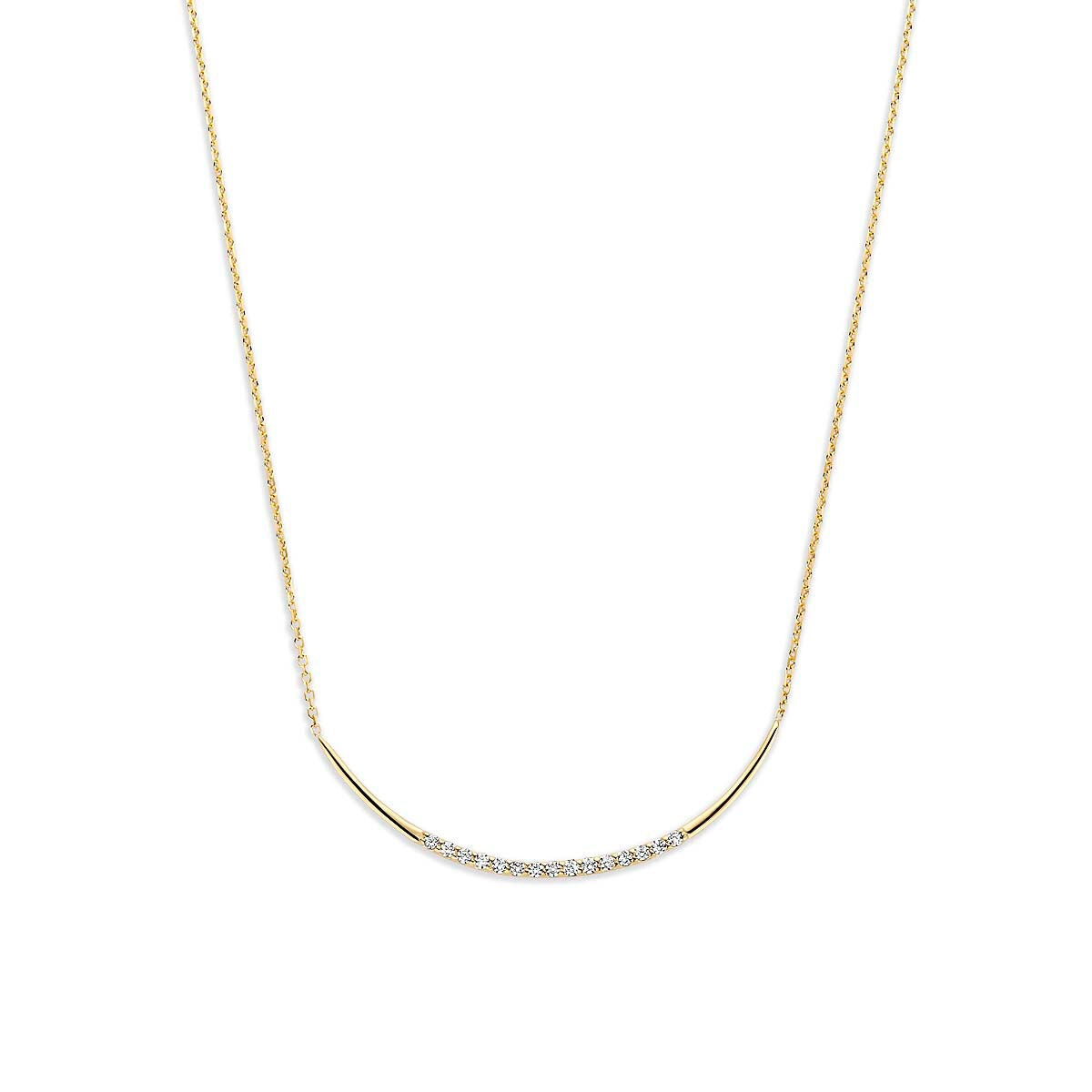 Collier aus 9-karätigem Gelbgold mit Zirkonia-Steinen in einer geschwungenen Form