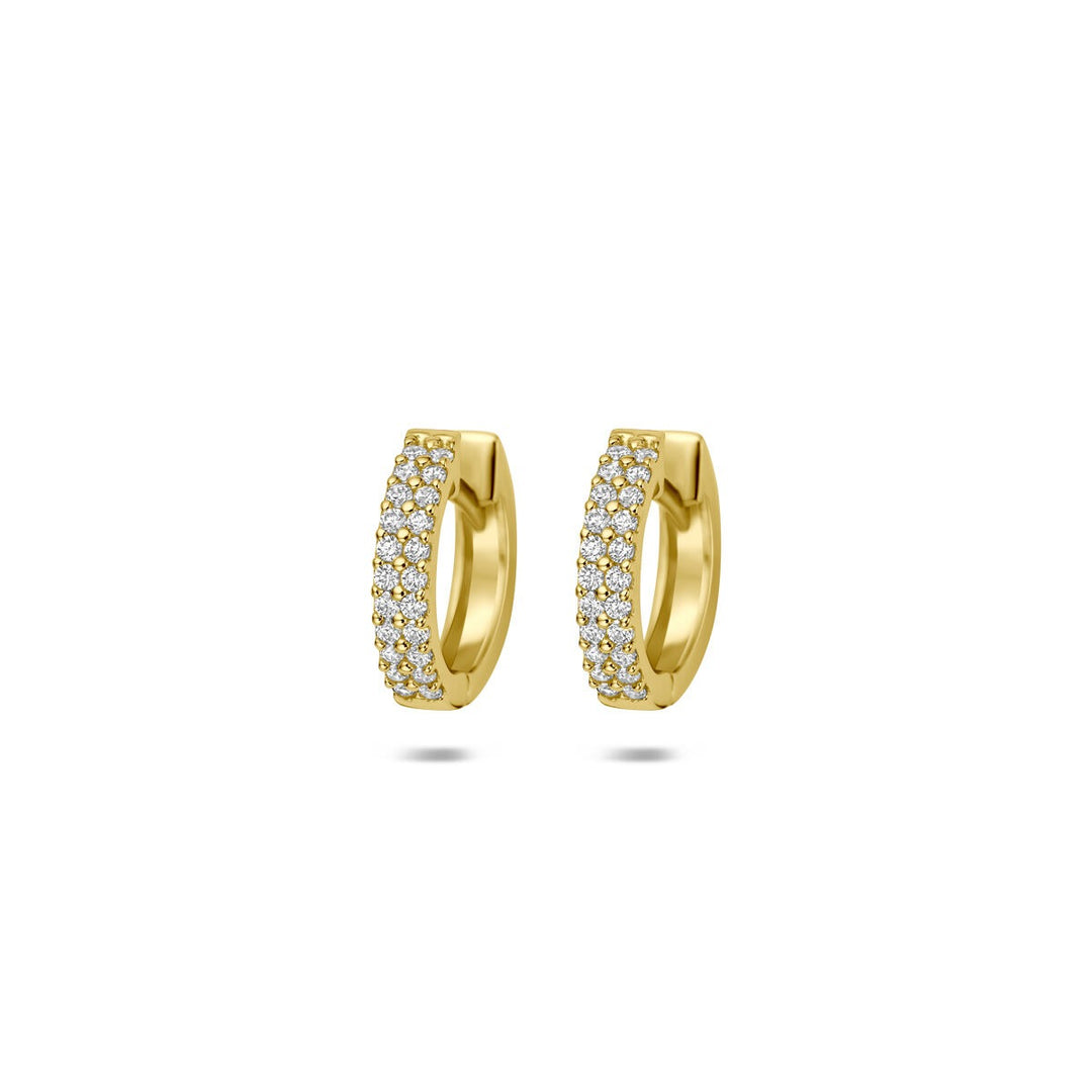 14k Geelgouden klapoorringen met zirkonia