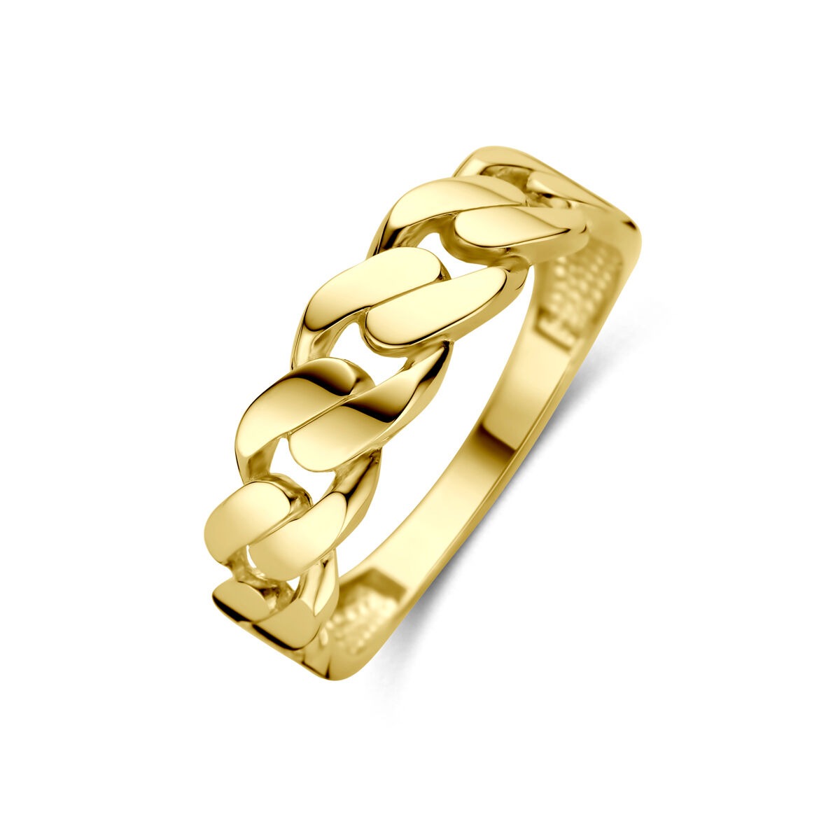 Damenring aus 14k Gold, 5,5 mm breit, mit geflochtenem Design und glänzender Oberfläche