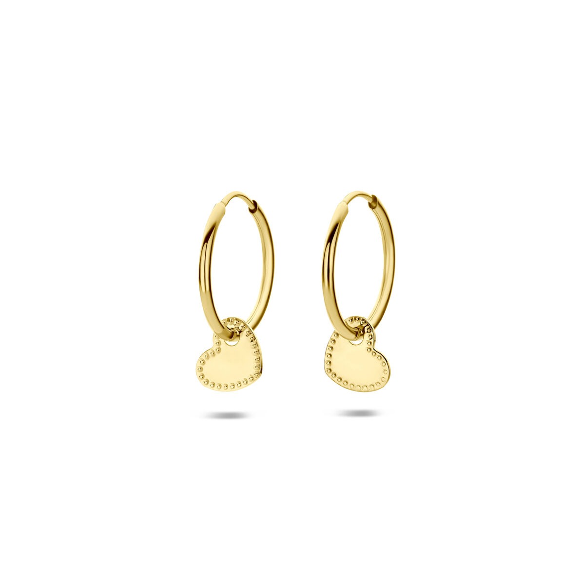 14k goldene Creolen mit herzförmigem Anhänger
