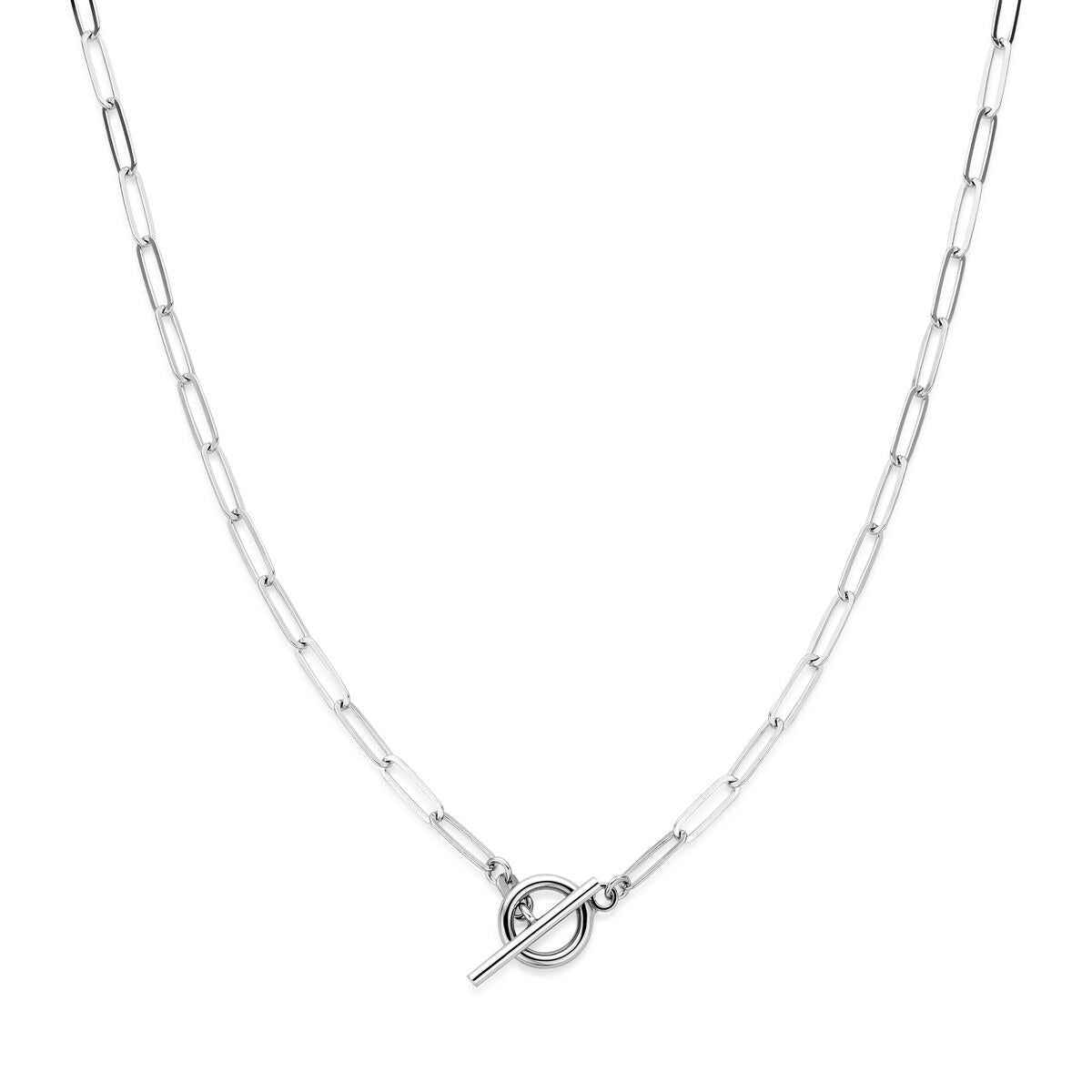 Kette aus rhodiniertem Silber mit Kapittelslot und länglichen Gliedern