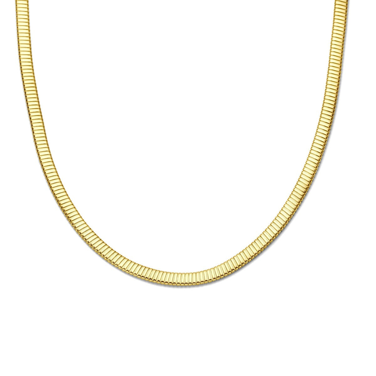 14k gelbgoldene Damenkette mit Tubogas-Gliedern, 6 mm breit