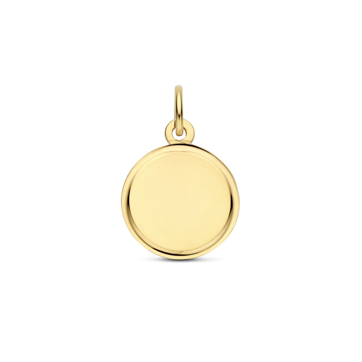 Gravuranhänger aus 9-karätigem Gold in runder Form mit glatter Oberfläche