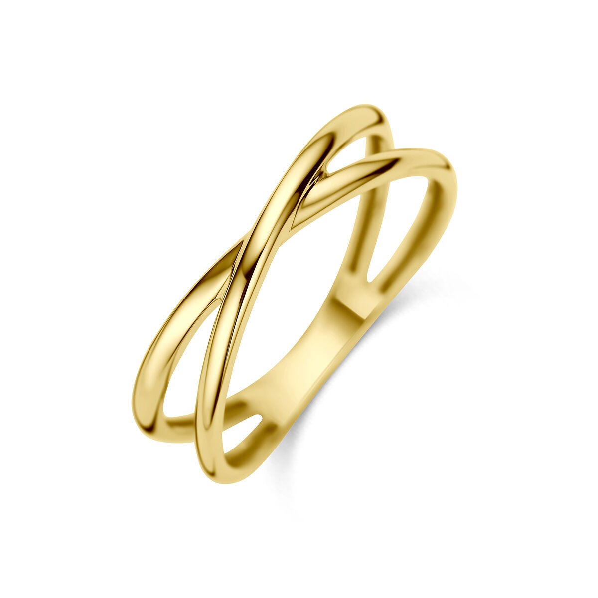 Ring aus 9 Karat Gelbgold mit geschwungenem Design und glänzender Oberfläche