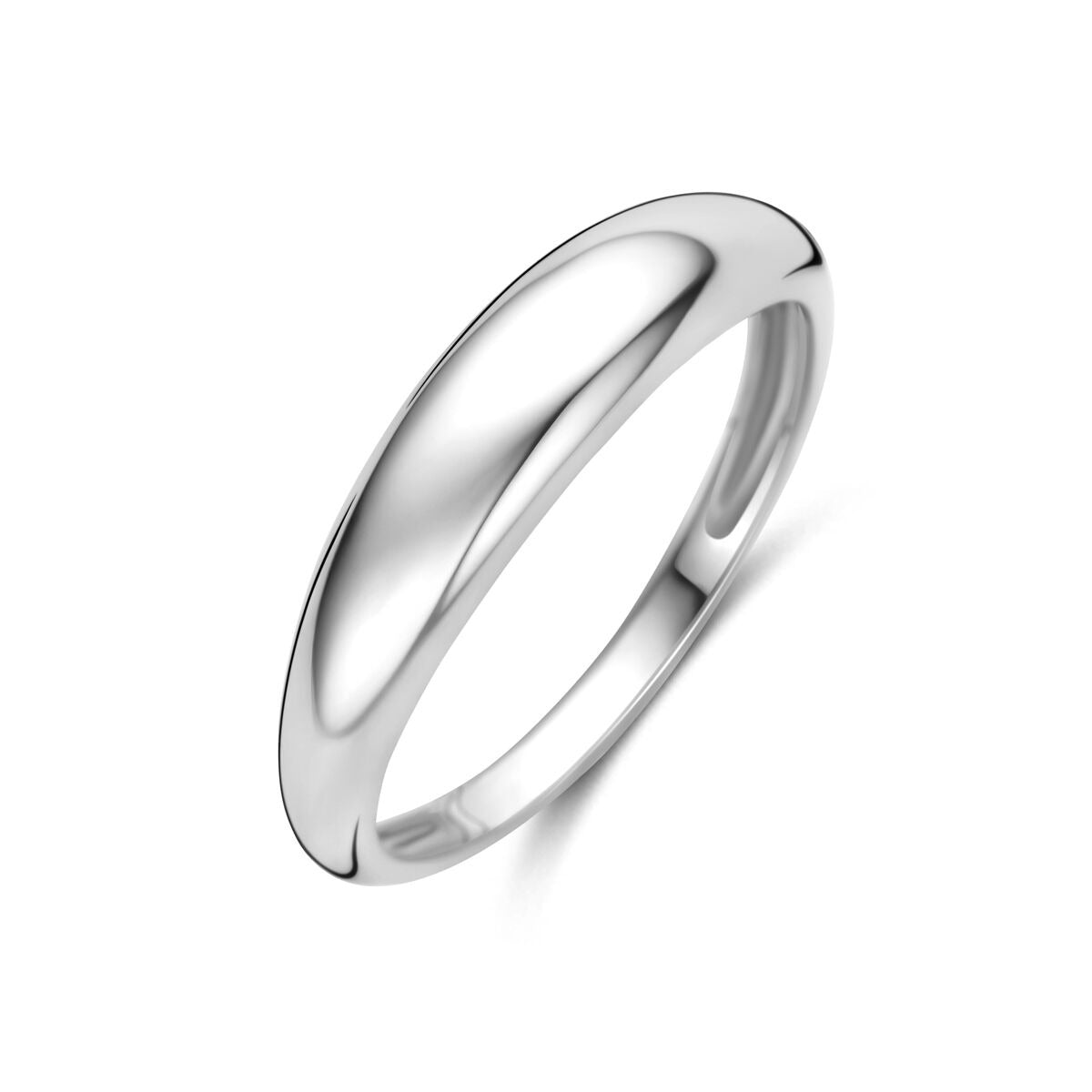 Damenring aus rhodiniertem 925 Silber mit glatter, geschwungener Form