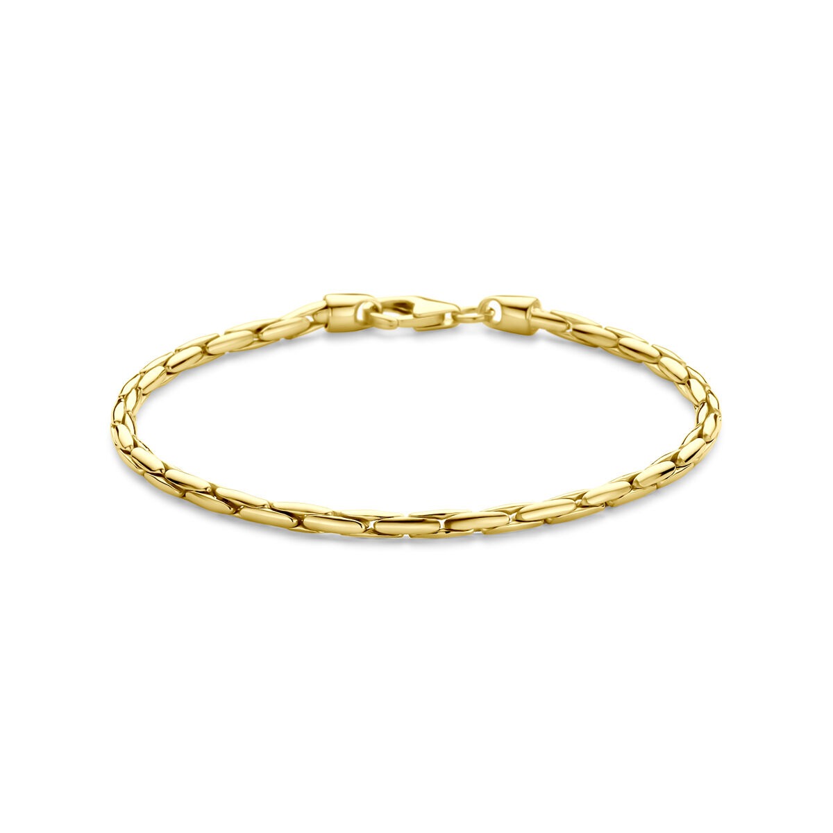 Gourmet-Armband für Damen aus 14k Gelbgold mit silberner Kern, 2,8 mm breit, 19 cm lang