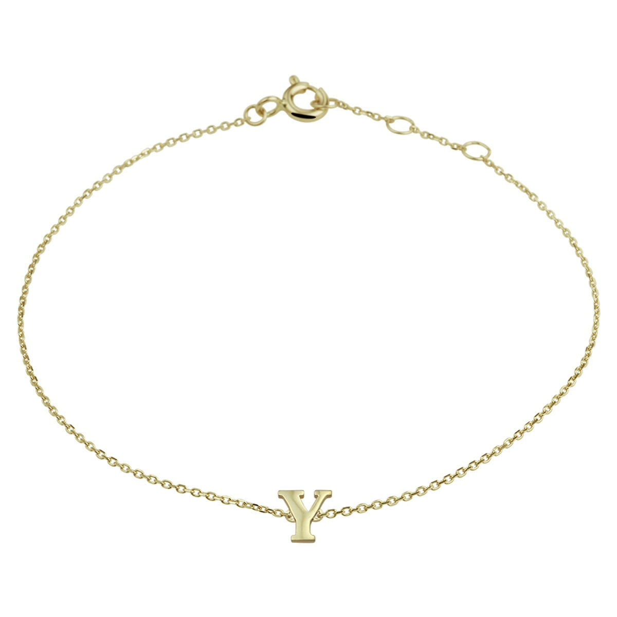 14k gelbgoldene Ankerarmband mit Buchstaben Y