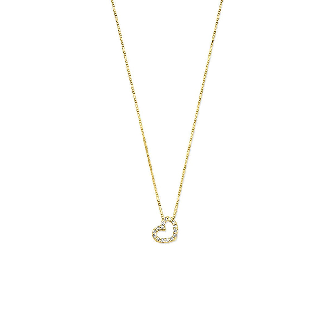 Gouden ketting 14k met hartje en lab grown diamant