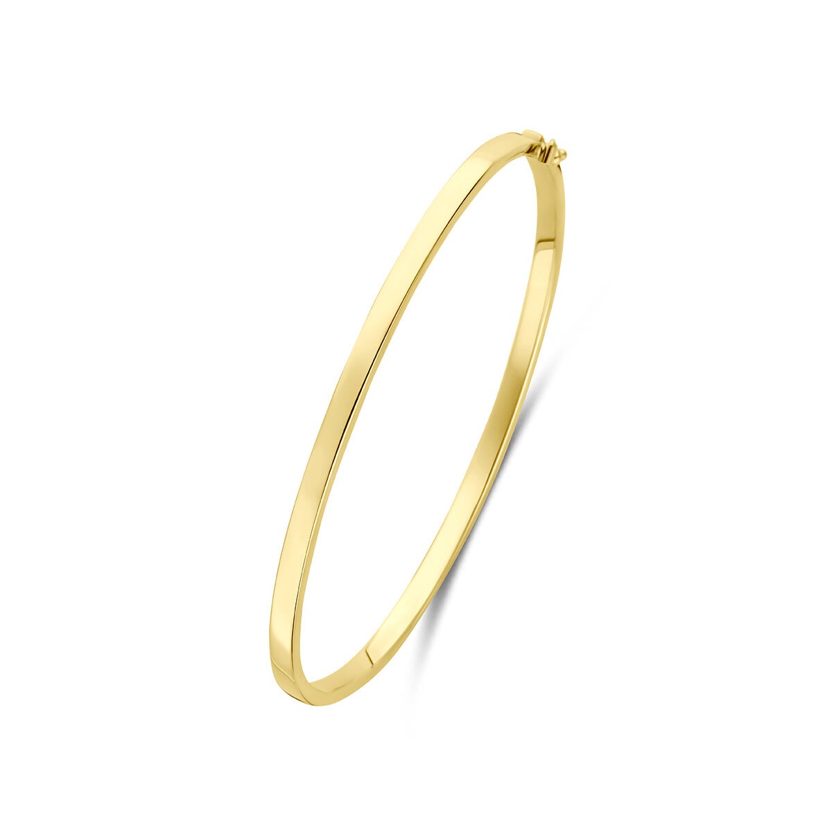 Bangle-Armband aus 14k Gelbgold mit silberner Kern, schlichte, runde Form ohne Verzierung
