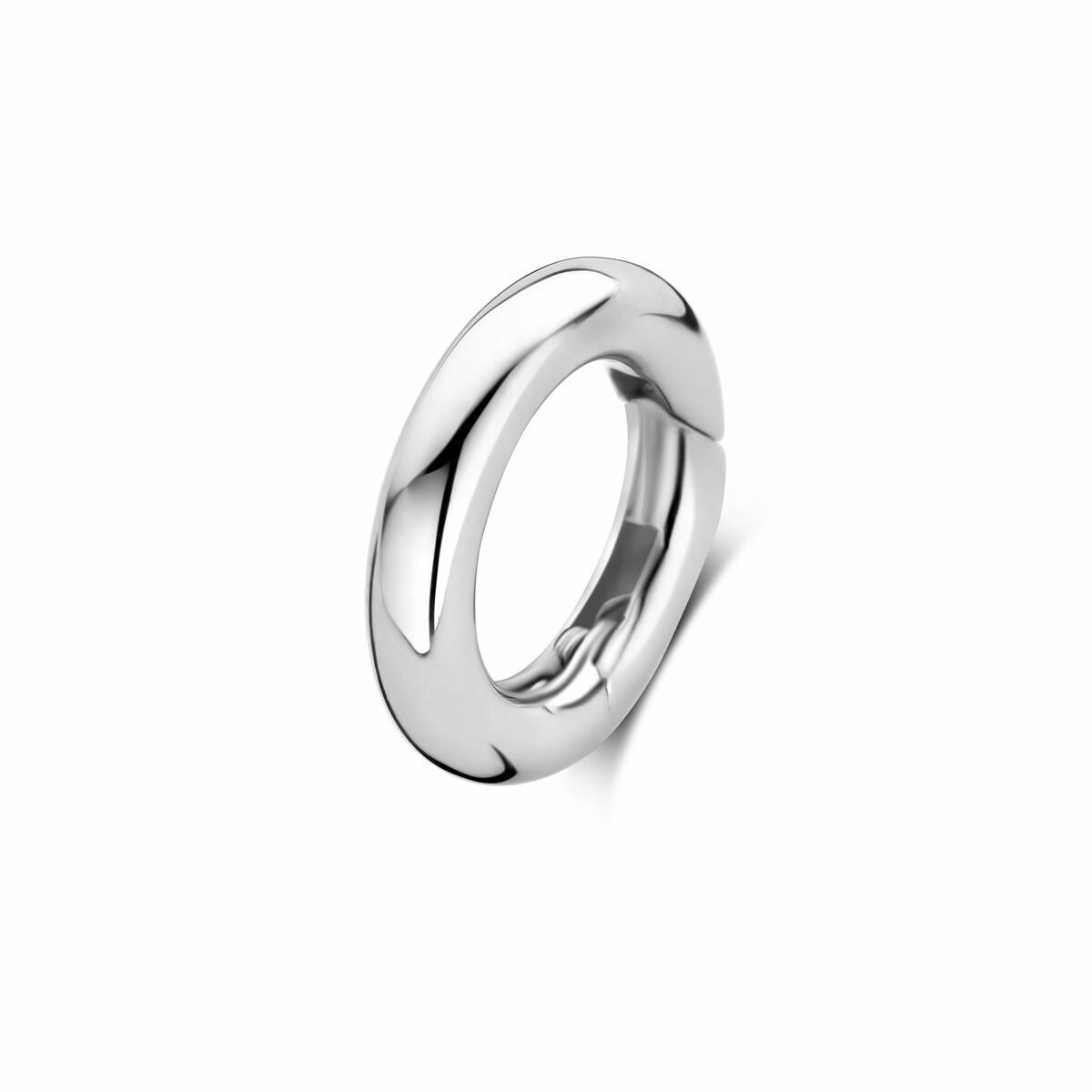 Connector aus rhodiniertem Silber für Damen, 12 mm, mit glatter, glänzender Oberfläche