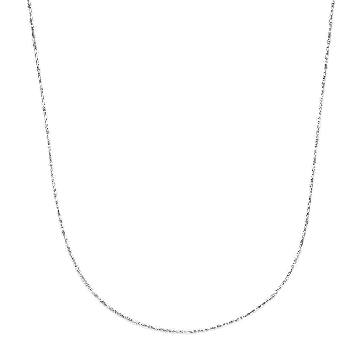 Silberne Kette ohne Anhänger, rhodiniertes Schlangencollier für Damen, 1,5 mm, 41 + 4 cm lang