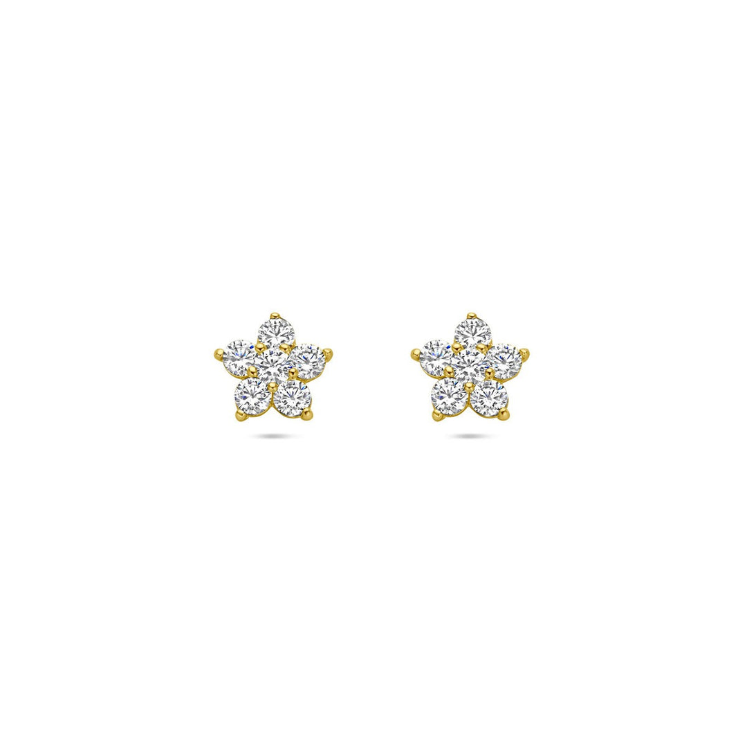 Ohrstecker Blume Zirkonia 14K Gelbgold