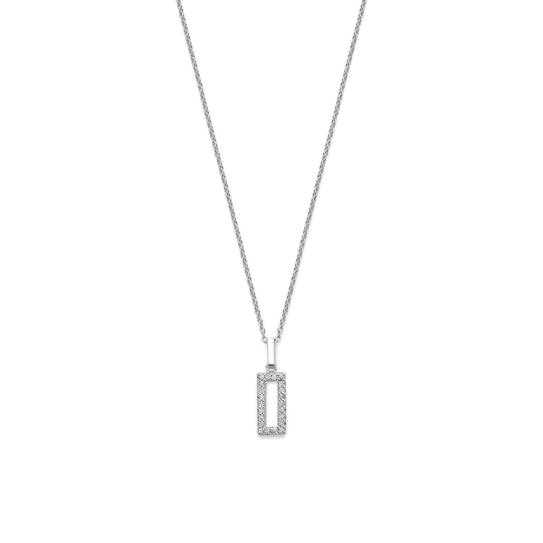 Rhodiniertes Damenhalsband aus Silber mit Zirkonia
