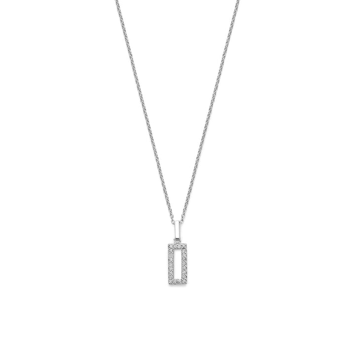 Rhodiniertes Damenhalsband aus Silber mit Zirkonia