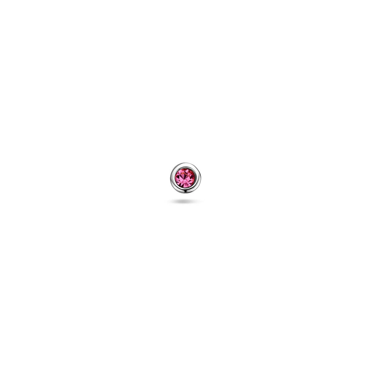 Gerhodinierter silberner Flat Back Piercing mit rosa Strassstein