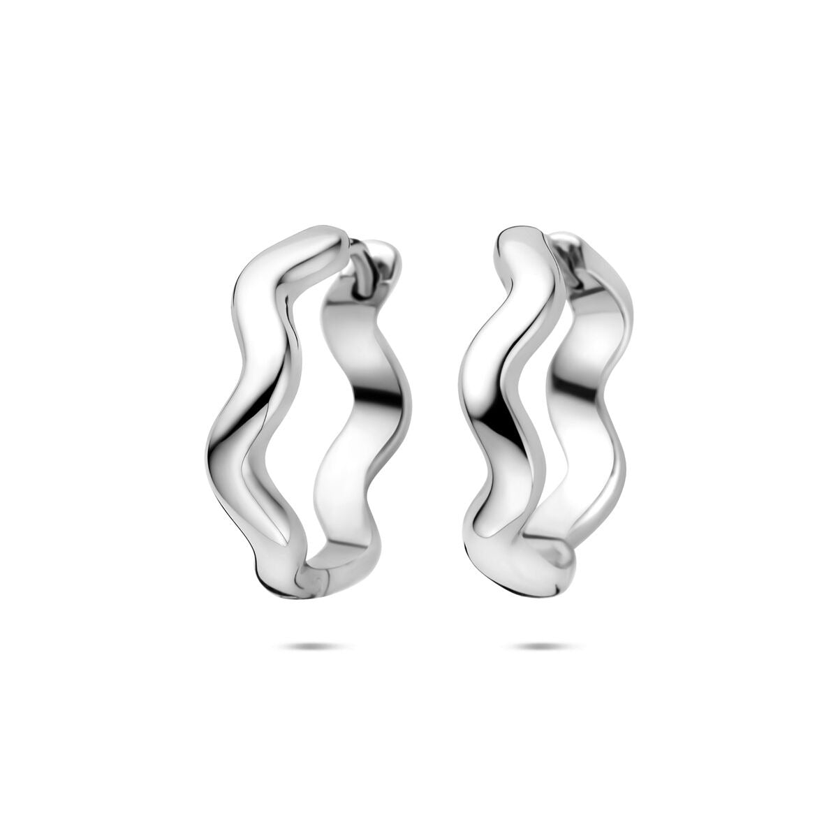 Gerhodinierte Silberne Klapp-Ohrringe mit wellenförmigem Design und einer Größe von 20 mm