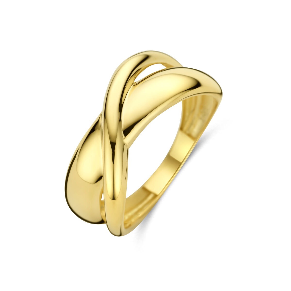 Damenring aus 14k Gelbgold mit breitem Band von 8,5 mm und geschwungenem Design
