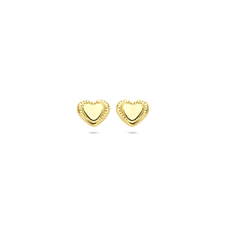14k Geelgouden oorknoppen in hartvorm 5x5.5mm