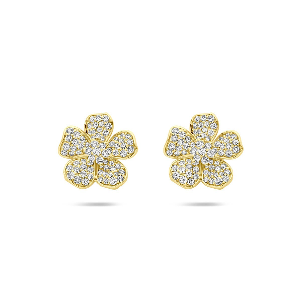 Ohrstecker aus 14k Gelbgold in Blumenform mit 0,70 ct Diamanten