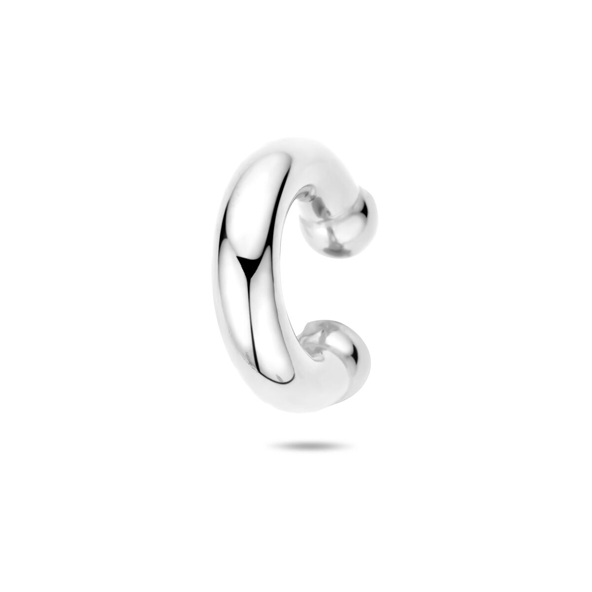 Gerhodinierter 925 Silber Ear Cuff in glänzender Optik, 20 x 5 mm, mit geschwungener Form