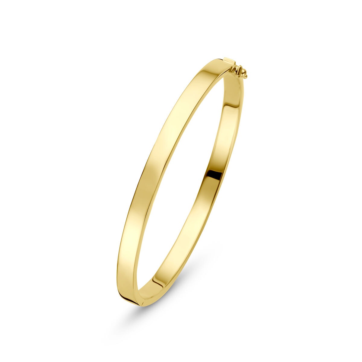 Bangle-Armband aus 9k Gelbgold mit silberner Kern, flach und glänzend