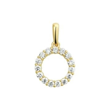Hänger aus 9 Karat Gelbgold mit Zirkonia-Reihe in kreisförmigem Design