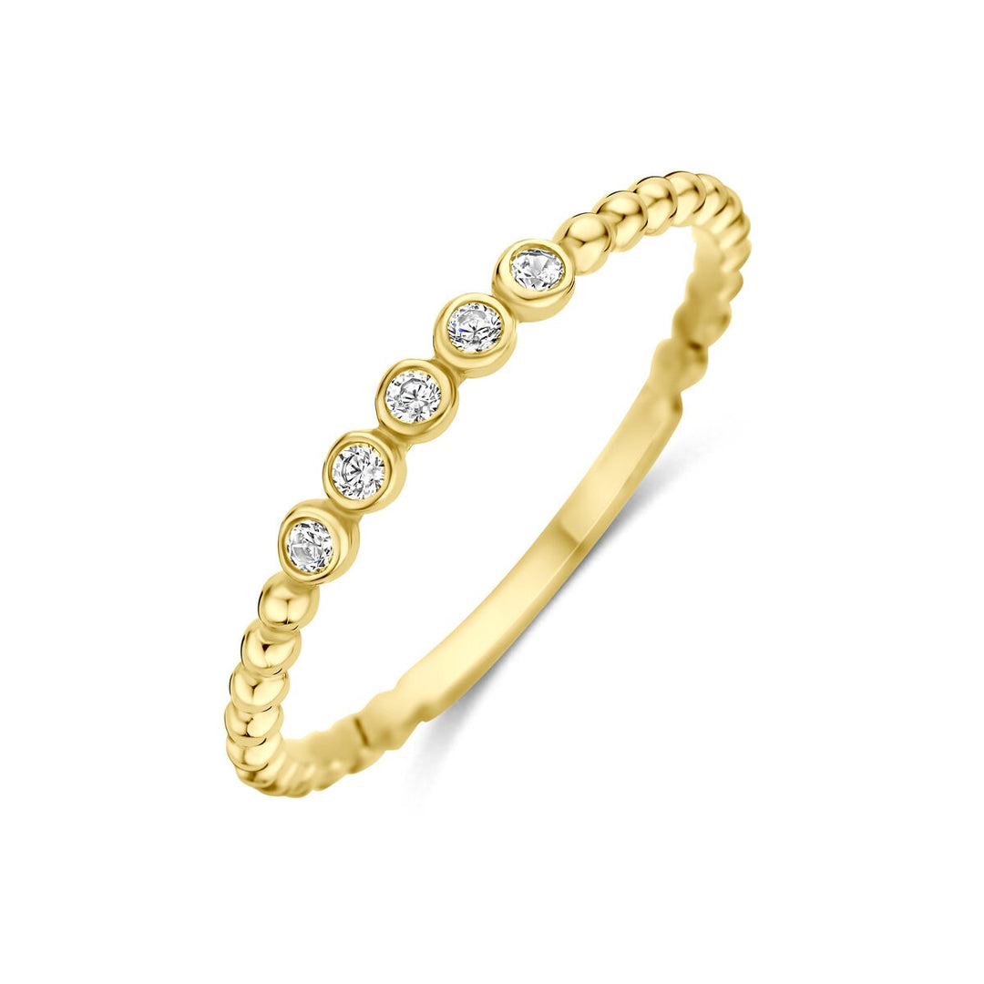 14k Geelgouden ring met zirkonia entourage