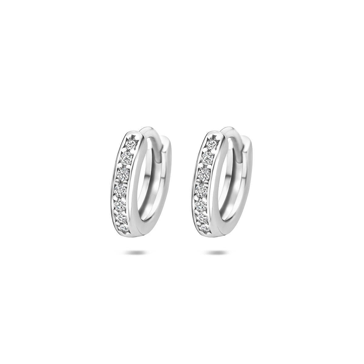 Gerhodinierte Klapp-Ohrringe aus 925 Silber mit Zirkonia-Steinen
