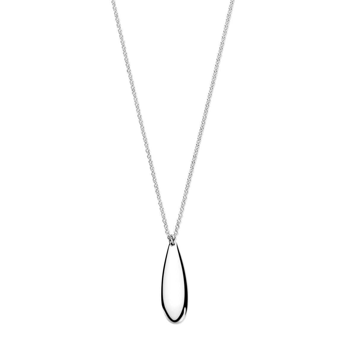 Silberne Damenkette mit tropfenförmigem Anhänger, rhodiniert, Länge 41 + 4 cm