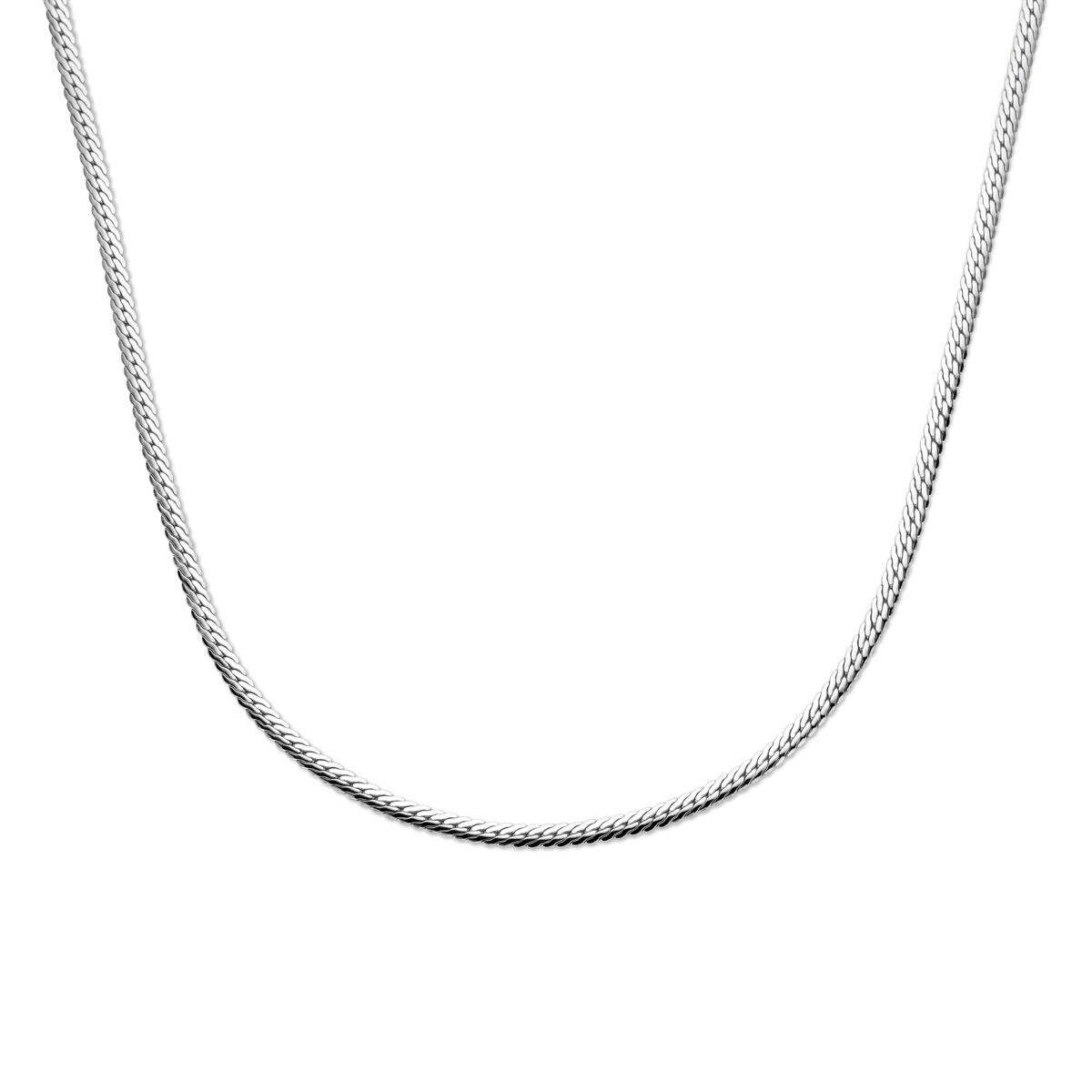 Gourmette Kette aus rhodiniertem 925 Silber, 4 mm dick, mit glatter, glänzender Oberfläche